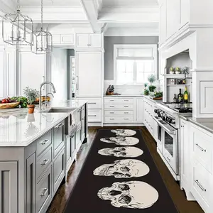 1pc Striking Gothic Skull Kitchen Mat - Durable, Non-Slip, Absorbent & Machine-Washable Runner Ideal for Hallway, Laundry Home Decor