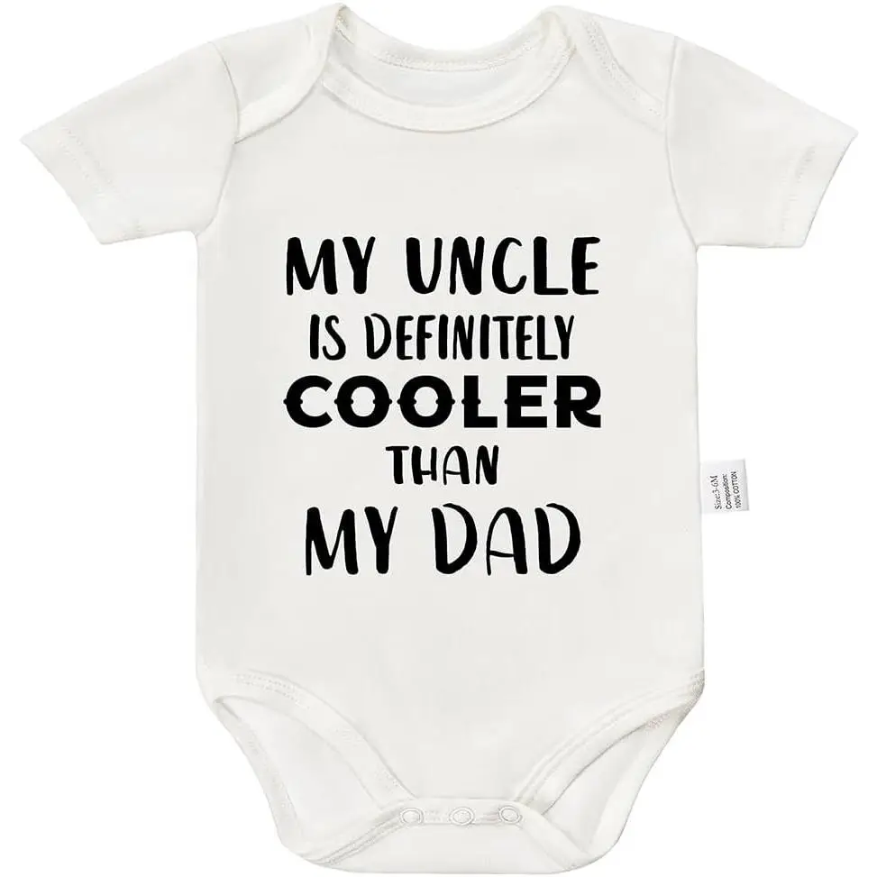 My Uncle is Way Cooler Than My Dad Infant Bodysuit, Funny Baby Shower Outfits, Boys Girls Short Sleeve Clothing