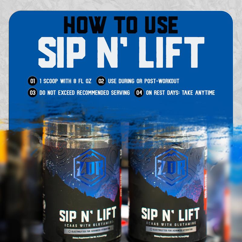 Zor Labs Sip N' Lift BCAA Powder with Glutamine & Electrolytes - Amino Acids Supplement for Intra Workout Hydration & Post Workout Recovery - Branched Chain Amino Acids (BCAAs)