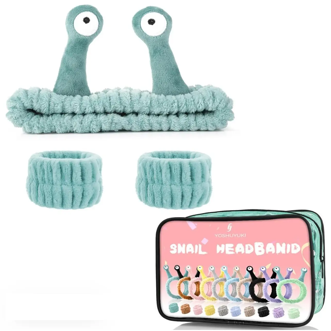 Skincare Headbands, 2 Pieces Soft Coral Fleece Fabric with Cute 3D Design, Non-Slip Elastic Hair Accessories for Yoga, Shower, Casual Wear