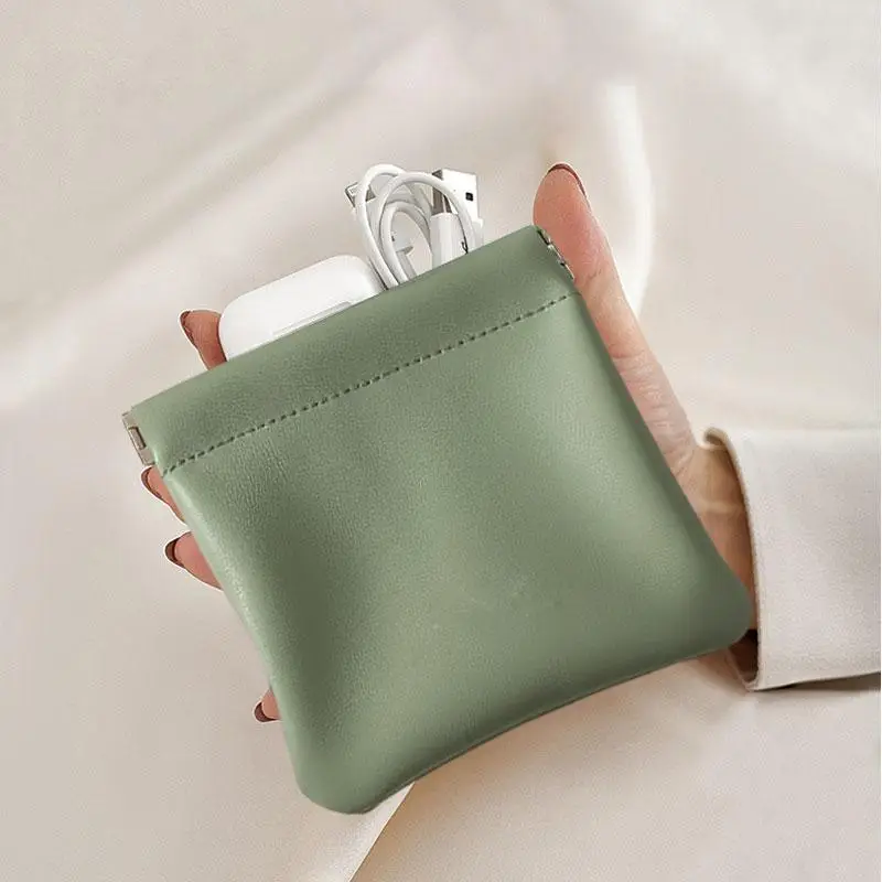 Solid Modern Simple Pocketable Mini Makeup Bag, 1 Count Multifunction Portable Organizer For Data Line, Summer Gift, Portable Storage Organizer