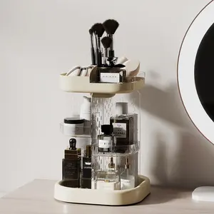 Rotating Jewelry Organizer Stand, 360° Spinning Acrylic Earring Holder with Hooks & Compartments