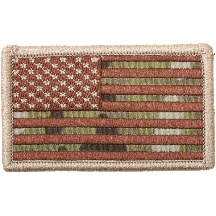 Multicam Camouflage - US Flag Patch with Hook Back USA Made