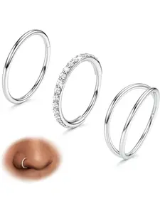 3pcs Nose Rings Hoop Set, 316L Stainless Steel, Sizes 7-10mm, Multiple Styles Available, All Season Wear, Durable & Stylish Design, Nose Piercing Jewelry