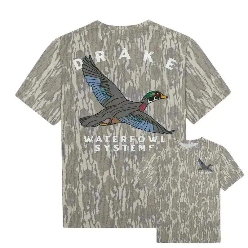 Drake Waterfowl Mossy Oak Camo Tee - Graphic Hunting T-Shirt Men Outdoor Top