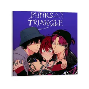 Japanese Gay Comics Punks Triangle Art Poster343Wall Art Canvas Print Bedroom Living Room Decor
