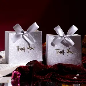 Glitter Gift Box with Ribbon, Mini Candy Box, Chocolate Gift Box, Elegant Paper Gift Bag for Wedding, Shower & Party Favors