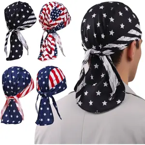 4-Pack Do Rags/Dew Rags for Men & Women – Sweat-Wicking, Adjustable, Patriotic, UV Protection