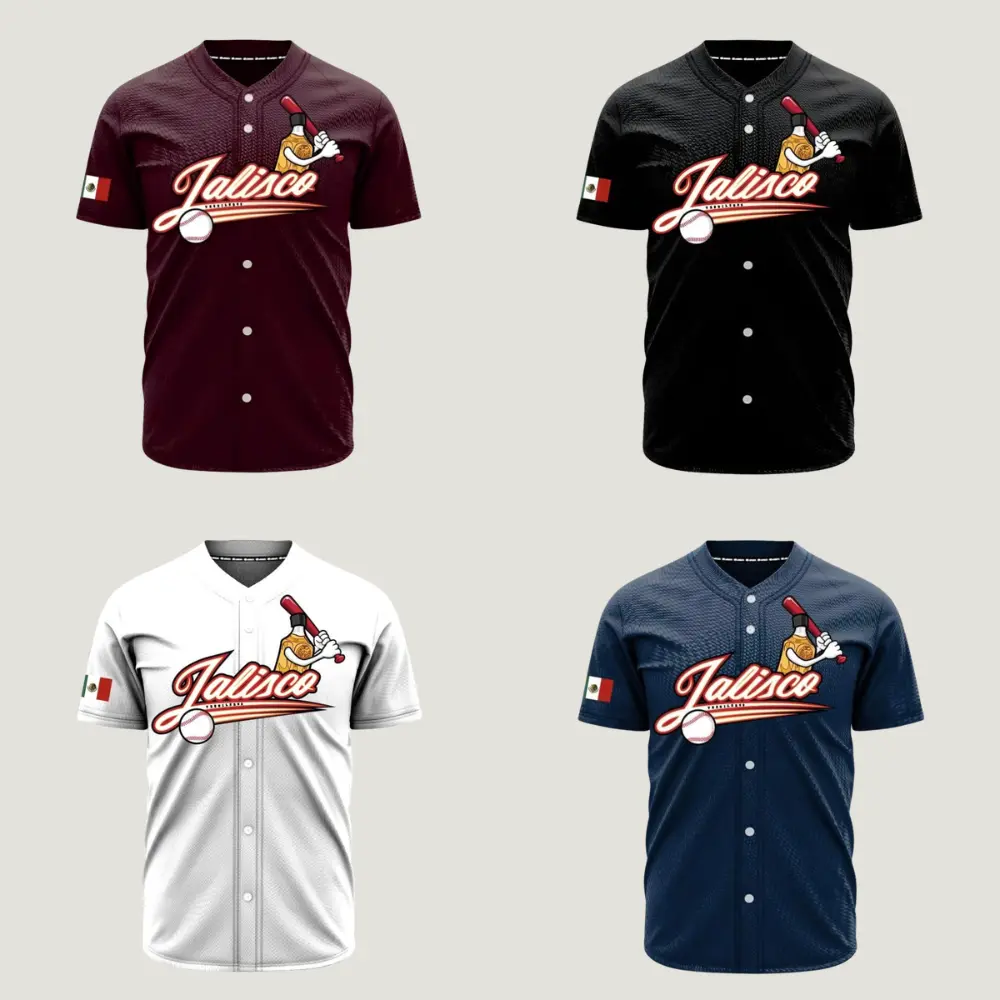 Unisex Jalisco Tequila Baseball Jersey – Mexico Heritage Graphic Button-Up Shirt, Lightweight Athletic Fan Jersey, Streetwear Sports Top