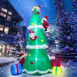 8ft Inflatable Santa Climbing the Tree!   Christmas Decoration for Your Yard or Indoor Party!  Cute & Festive Holiday Vibes!  #ChristmasInflatable #OutdoorDecor #SantaClaus
