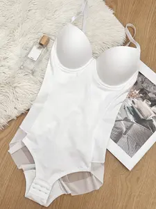 Women's Fitness Sports Bra Bodysuit Shapewear Tight Fitting Underwear Triangle Panties, Casual Plain Design, All Seasons