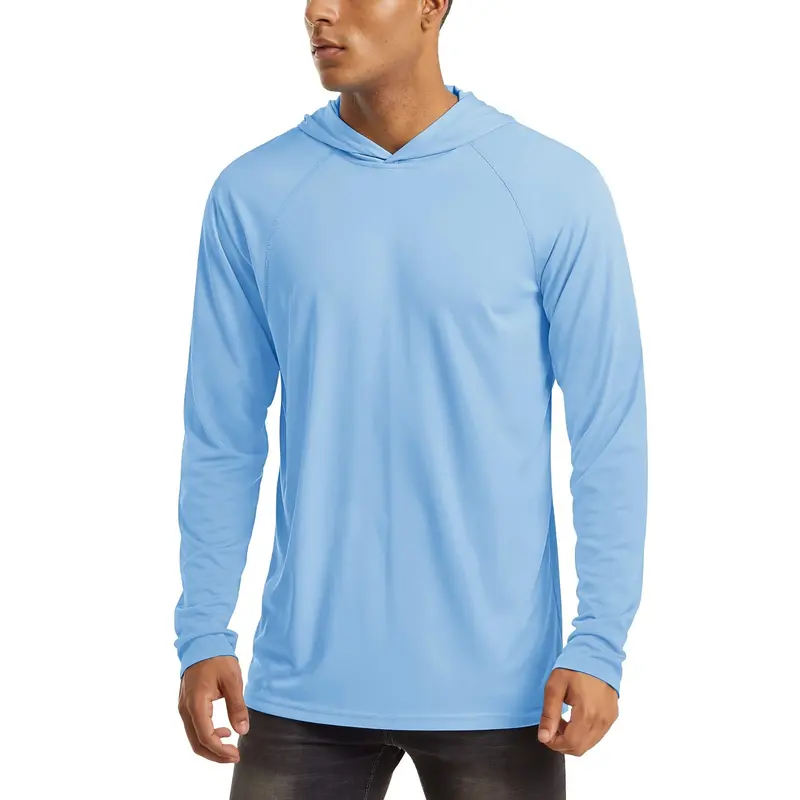 MAGCOMSEN Men's Fitted Hooded Crew Neck UPF 50+ Long Sleeve Quick Dry Polyester Athletic Shirt - Boating, Hiking UV Protection Men's Clothing (Back to School Essential)