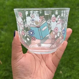 Book Lover Floral Mug with Bows Coquette Reader Coffee Cup Gift 13oz Glass Cup for Book Lovers & Cozy Girls Perfect for Coffee Tea Matcha & Hot Cocoa Drinkware Washable Reusable Aesthetic Tumbler Reuse