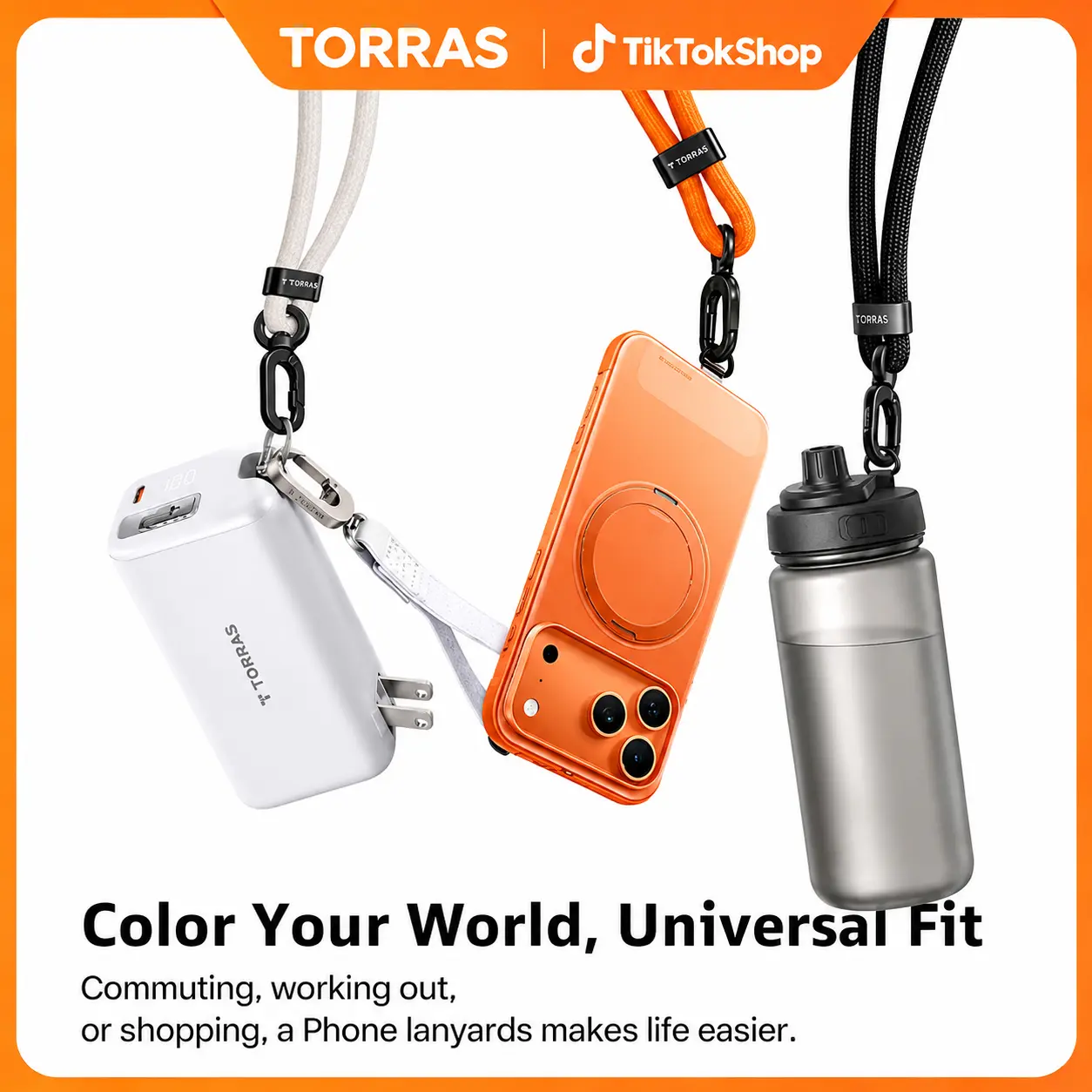 TORRAS Multi-Functional Lanyard with Hanging Loops, Adjustable Crossbody Strap, Anti-Theft & Hands-Free Carry, Skin-Friendly, 2 Tabs, Fits iPhone 17 Pro Max & More, Black