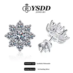 Total tustle direction and 925 sterling silver synthetic mossanite earrings