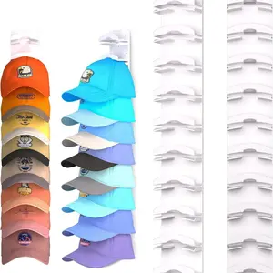 Baseball Cap Organizer Rack, Strong Adhesive Hat Holder Holds Up to 18 Hats, Multi-Layer Storage for Door & Closet, Hat Hooks Storage