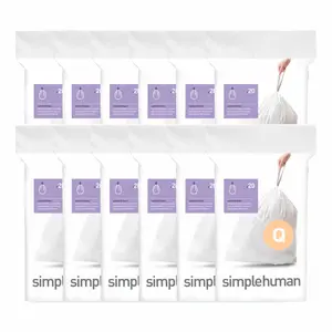 Simplehuman 261530 Plastic Drawstring Trash Can Liner - Code Q - 17 gal - 25.2x32.7 in - 1.18 Mil White - Pack of 240