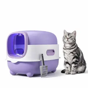 Foldable Cat Litter Box Lazy Parent Must-Have!Enclosed Anti-Splashing Large Litter Box with Lid & Scoop, Easy to Clean Front Entry, No More Messy Pet Area