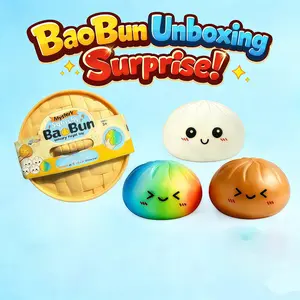 BaoBun Unboxing Surprise! Kawaii Squishies - Smiling Expression Large Dumpling Stress Relief Toy in TPR Material with Exciting Opening Box for Stress Relief & Collection