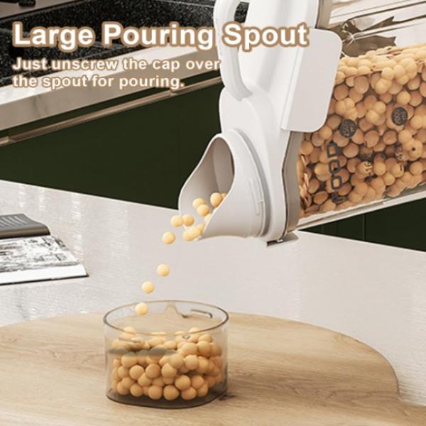 Airtight Food Storage Container with Pouring Spout Food Storage Organizer Dry Food Dispenser Canister for Cereal Rice Pasta Coffee Beans Transparent Body Easy Pour Spout Kitchen Organizer