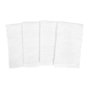 Long-Lasting Absorbent White Cotton Bar Mop Towels, Set of 4 for Kitchen, Baking Tasks