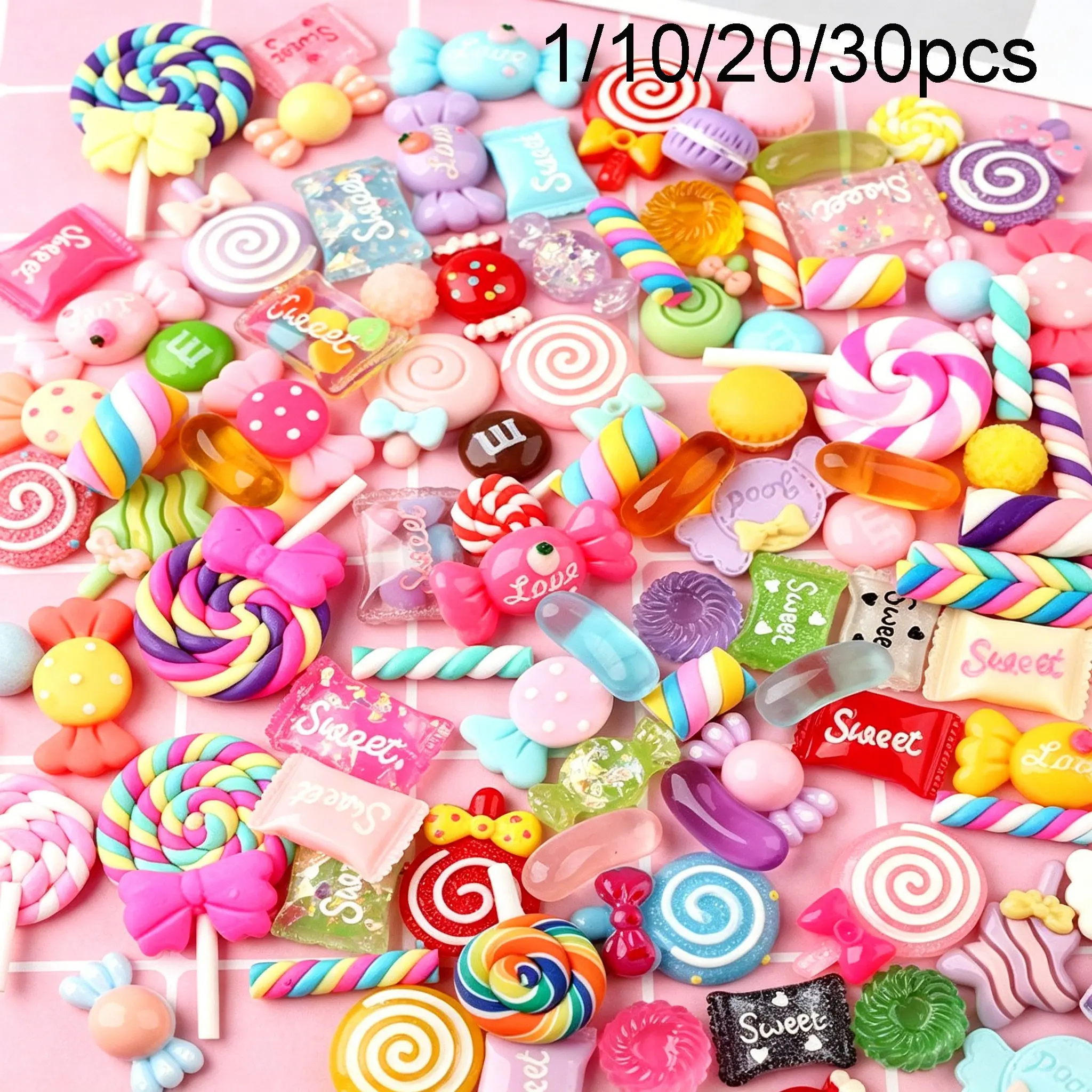 Cute Candy Charms Bulk, Kawaii Flatback Resin Fake Candy Charms, Random Decoden Charm for Crafts, Embellishments, DIY Decor, Charm Accessory, Diy With Charms