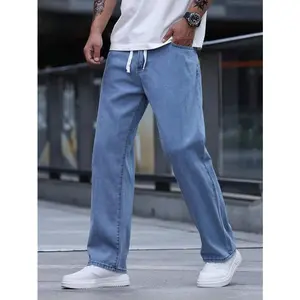 Men's Denim Jogger Pants With Drawstring Waist