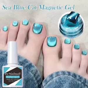 8ML Sea Blue Cat Eye Gel Nail Polish, Long Lasting Soak off UV LED Nail Gel, Perfect for Stylish Nail Art