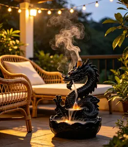 Dragon Backflow Incense Burner - Ceramic Waterfall Smoke Incense Holder for Home Decor, Meditation, Yoga & Aromatherapy, Zen Dragon Incense Fountain Ornament