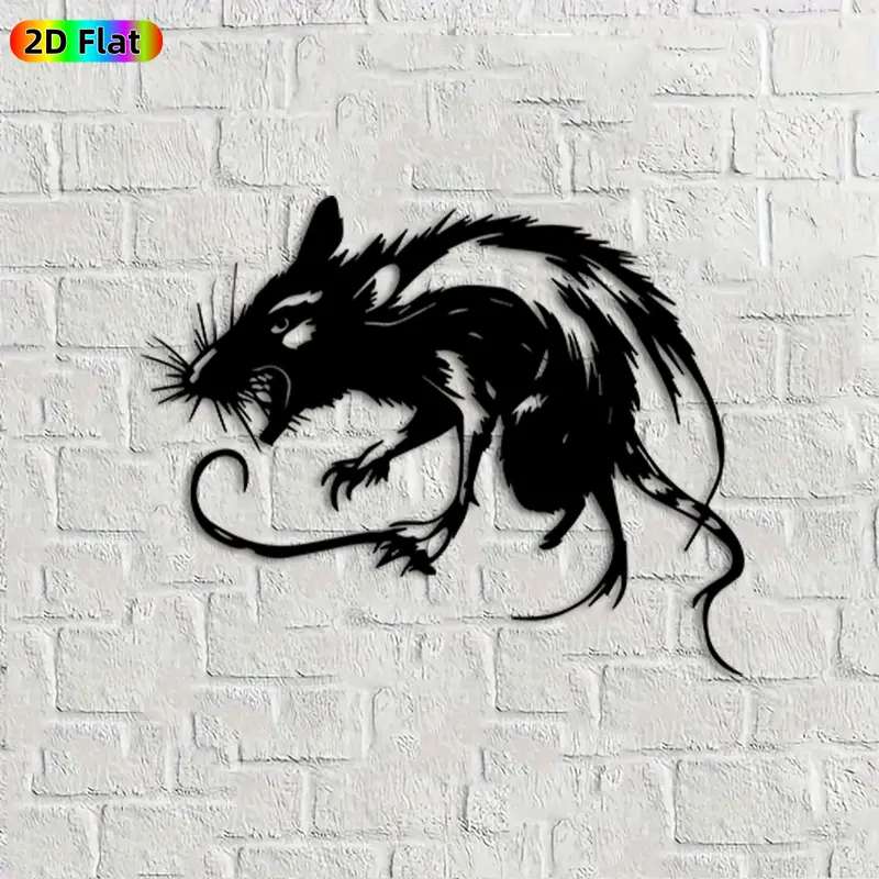 1pc Rat Metal Wall Art,Rat Statue Mural, Ideal Gift for Halloween, New Year, Animal Decor Enthusiasts, Rust-Resistant Metal Wall Decor Wall Sculptures, Perfect for Indoor Wall & Outdoor Fence, Unique Home Decor