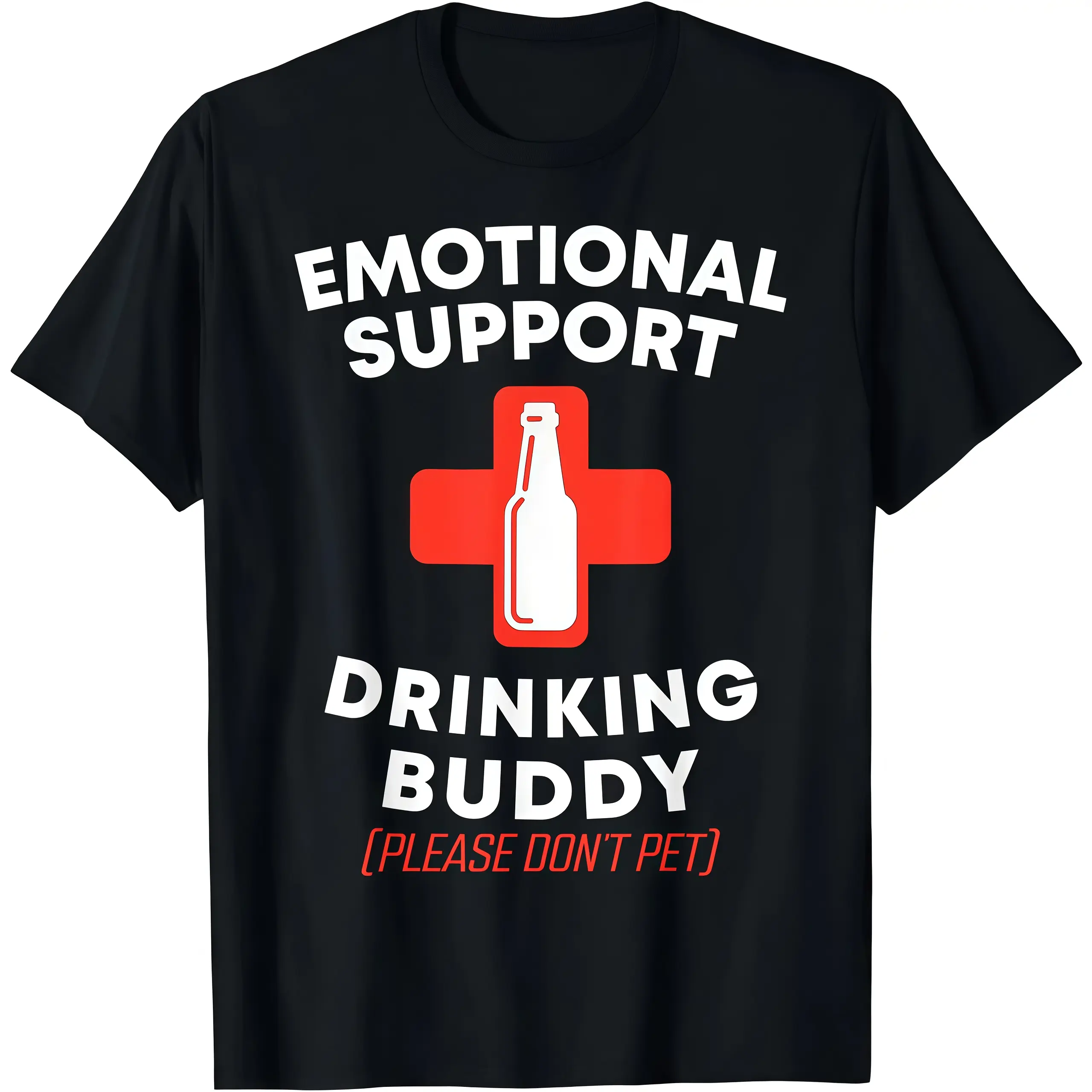 Emotional Support Drinking Buddy Adult Funny Drinking T-Shirt Cotton Menswear Top Crew Neck Graphic Stylish Sleeves Tee Womenswear Streetwear Tshirt Crewneck