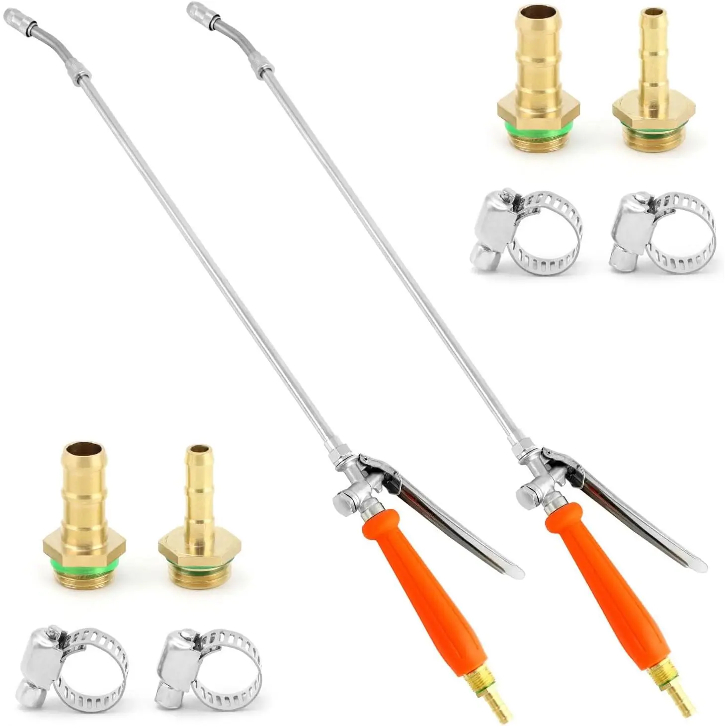 2 count  Metal Replacement Sprayer Wand Kit - 29 Inch, Adjustable Nozzle, Brass Barbs Match 3/8'' & 1/4'' Hoses, Universal Sprayer Wand with Shut off Valve & 2 Hose Clamps