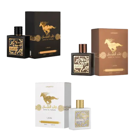 (3pc Bundle Pack) Qaed Al Fursan + Untamed + Unlimited EDP by Lattafa EDP Spray, 3.04oz
