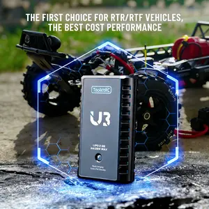 ToolkitRC U3 2S-3S LiPo UN3 4-8S USB-C NiMh Battery Charger 2A 25W Balance Port Direct Charge for RC Model FPV Drone Car Airplane (Black)