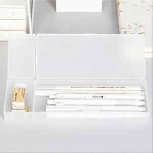 Transparent Pencil Case, Matte Finish Organizer for School Supplies Storage Box, Office Supplies, Back-To-School Essential Desk Organization Tool