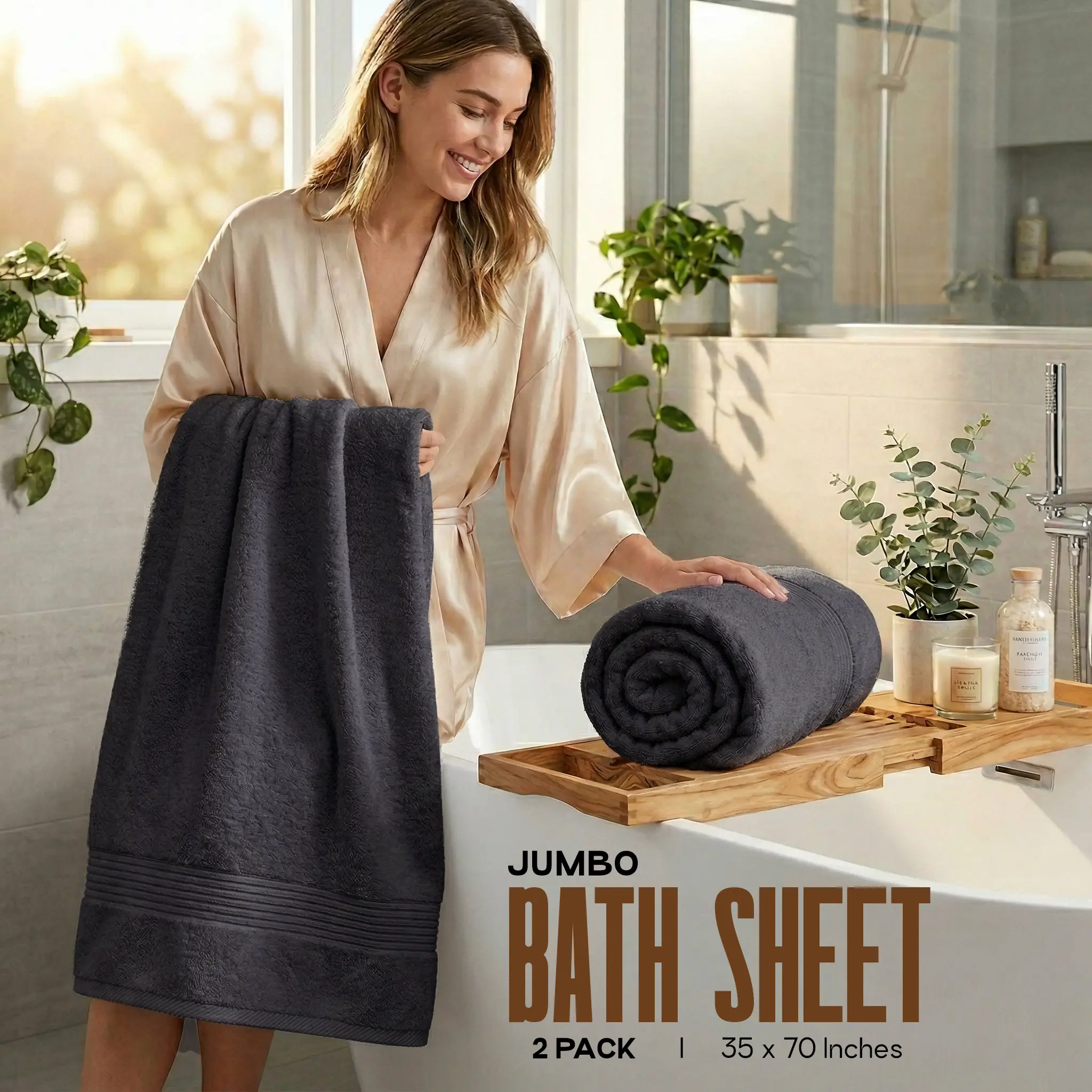 Utopia Towels Luxurious Jumbo Bath Sheets 2-Pack | Soft, Absorbent & Quick-Dry | Hotel Quality Extra Large 35x70" Towels | Bathroom Accessory Durable
