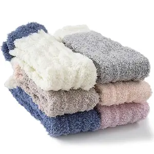 6/12 Pairs of Fuzzy Socks Soft Cozy Fluffy Slipper Winter Warm Plush Socks Christmas Stocking Stuffers Gifts for Women