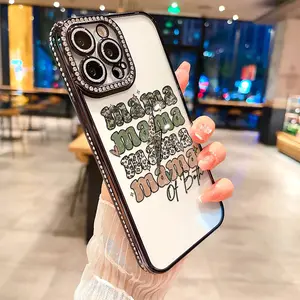 MAMA rhinestone decor phone case for iPhone 17 17air 17promax 16 15 14 13 12 plus pro Max shockproof camera protector cover