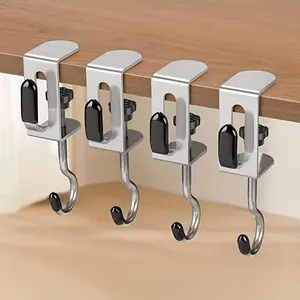 Set of 4 Heavy-Duty Metal Desktop Storage Racks with Adjustable Height - No Drilling Required for Installation, Impact-Resistant High-Capacity Double Hook Hangers, Sturdy A-Frame Design, Suitable for Home Office, Kitchen, Closet - Space-Saving