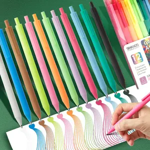 Colored Acrylic Gel Pen (12pcs/set), Retractable Pastel Ink Colors Pen, Cute Pen for Writing Drawing Journaling Note Taking School Office Home