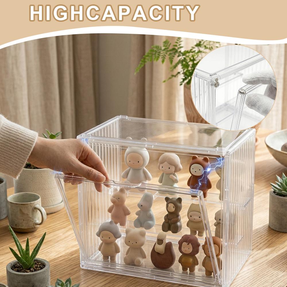 【Visible beauty】3 Tiers Clear Acrylic Display Case,Dustproof Step Shelf,Stackable Display Box for Figures Showcase Anime Cars/Jewellery/Bag Household Storage Box for Idle Items