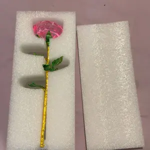 Elegant Glass Crystal Rose Ornament, Eternal Realistic Faux Flower Desktop Display, Gift for Valentine's Day, Mother's Day, Weddings and Christmas