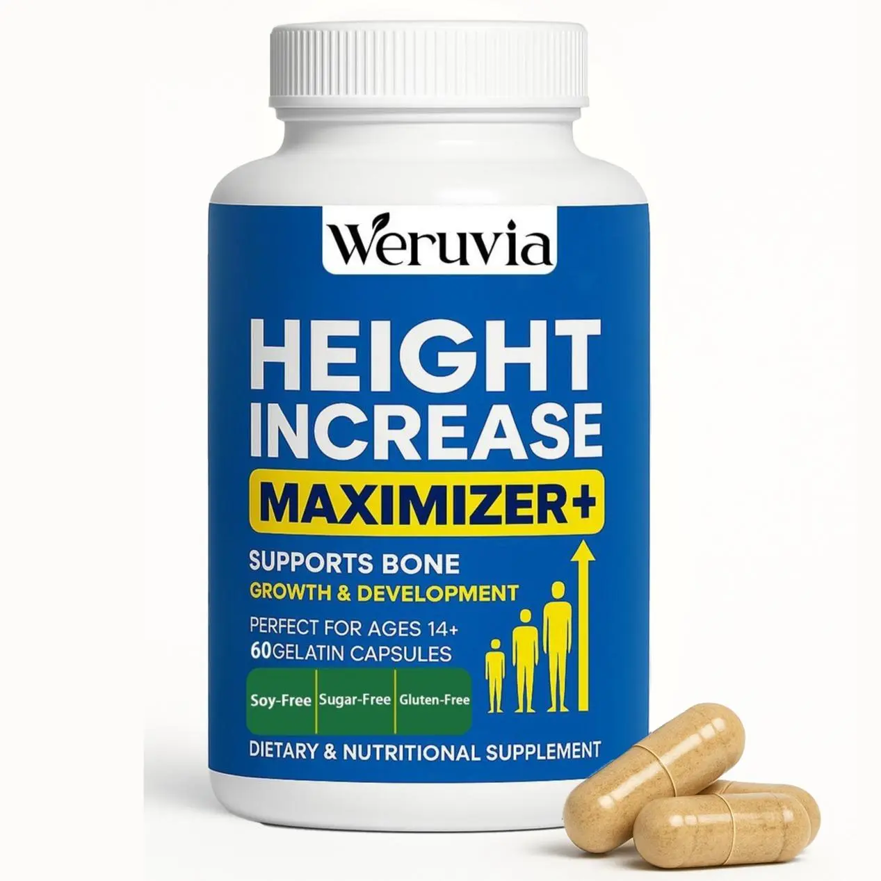 Height Growth Dietary Supplement Capsules - Natural Daily Dietary & Nutrition Support for Teens, Bone & Joint Health, Growth & Health Boost Children Vitamins with Calcium for Bone Strength, Daily Dietary Supplement, Dietary Nutrition Supplement