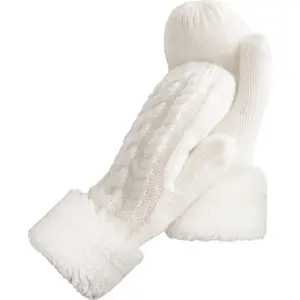Female Fashion Wool Winter Warm Mittens - Acrylic Thick Knitted, Non-Slip, Breathable, Windproof, Cozy Soft Lined Cold Weather Accessory Gift for Selfie Enthusiasts, Colleagues (Mobile Phone Accessory Compatible)