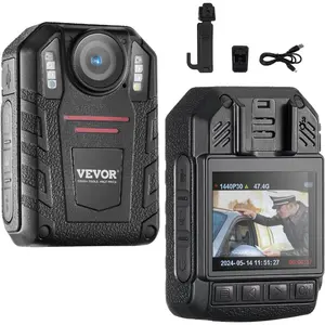 VEVOR 1440P HD Police Body Camera, 64GB Body Cam with Audio Video Recording Picture, Built - in 3500 mAh Battery, 2.0 LCD, Infrared Night Vision, Waterproof GPS Personal Body Cam for Law EnforcementVEVOR Super Brand Day