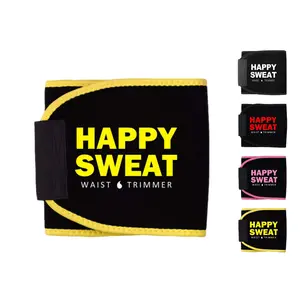 Happy Sweat Waist Trimmer, Premium Sweat-Wicking Waist Belt for Fitness, Adjustable Waist Trainer for Running, HIIT, Gym Workouts, Boosts Sweat & Core Stability