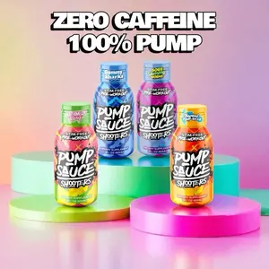 Pump Sauce Shooters - 12 pack - Caffeine Free - Pre Workout Shots - Beverage Energy supplement glow boost performance alpha nutrition clear protein Drink Sport