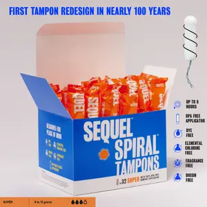 Sequel Spiral Tampons, Super, Non-Toxic Plant Based - 32 Pack Sequel Spiral Tampons, Super, Non-Toxic Plant Based - 32 Pack
