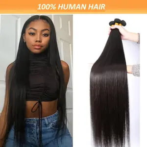 2025 NEW Wholesale 12A Straight Bundles Human Hair 16-32 Inch Brazilian Virgin Human Hair 1 Bundles Unprocessed Straight Weave Bundles Human Hair 1B Natural Black