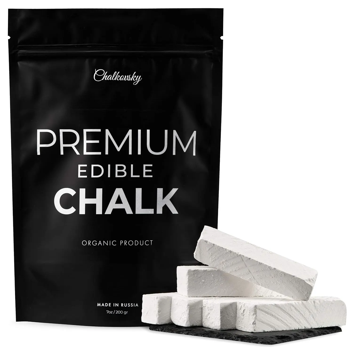 Gymnastics Edible Chalk Chunks - Natural Organic Russian Belgorod Chalk - Crunchy, No Additives, No Impurities - Supports Bone Strength - White 7oz (200g)